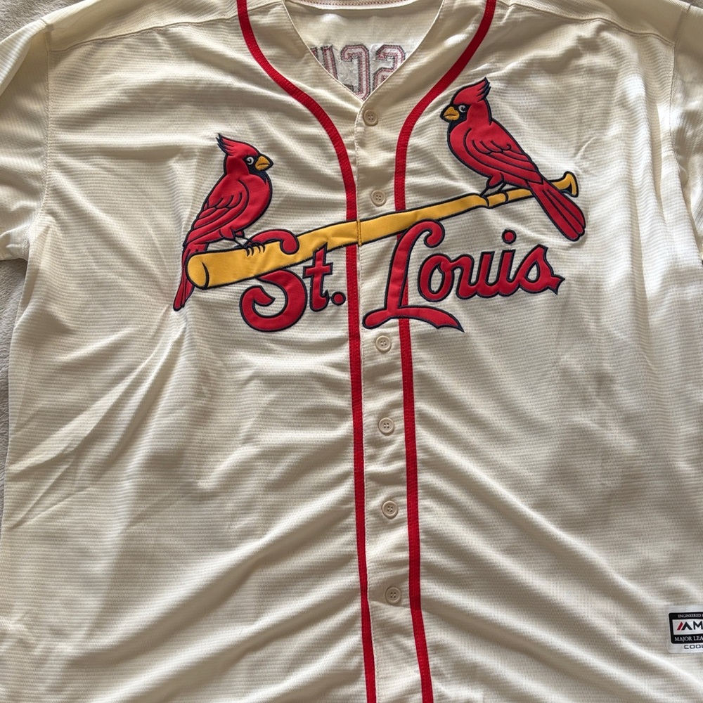 Majestic Cream and Red Cardinals Jersey